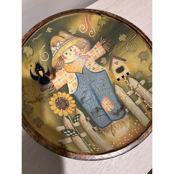 Fall Decor Bowl Scarecrow Crow Sunflower Autumn Decorative Dish Tray - Picture 4 of 7